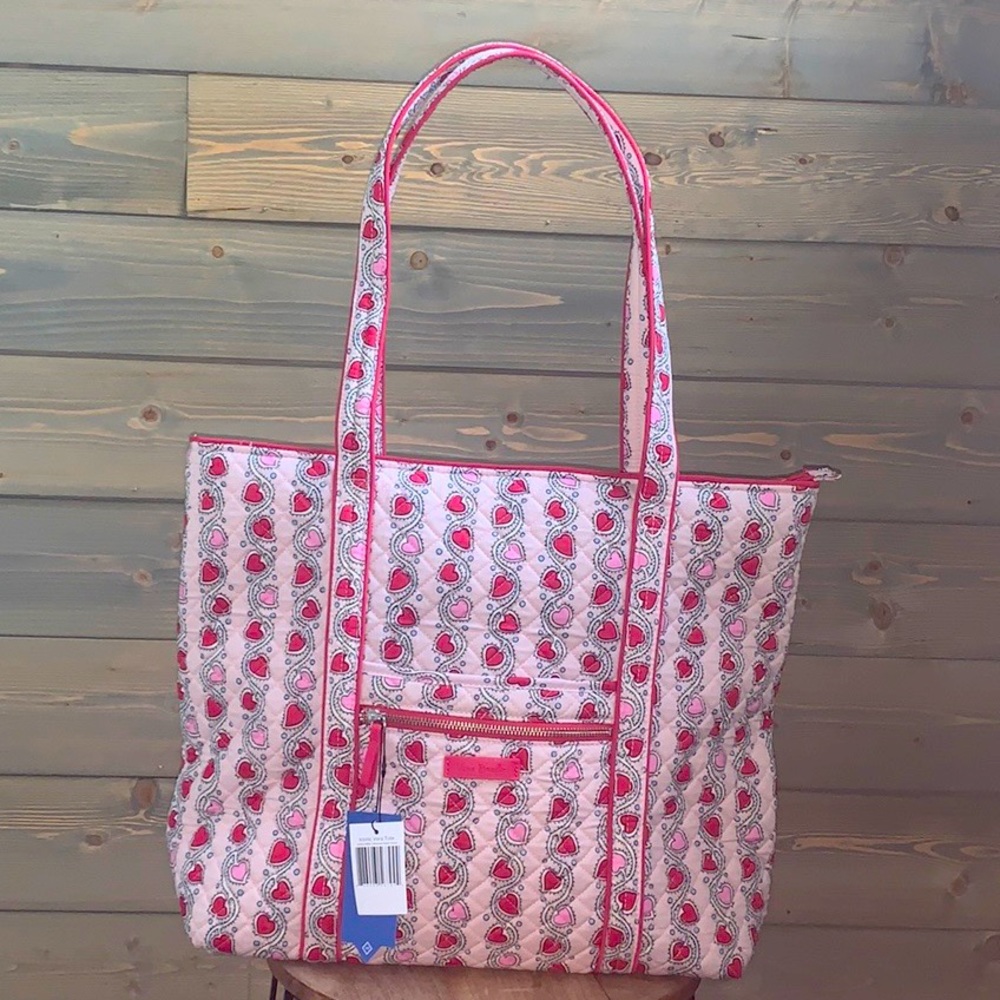 Vera Bradley Iconic Vera Tote Stitched Heart Vines